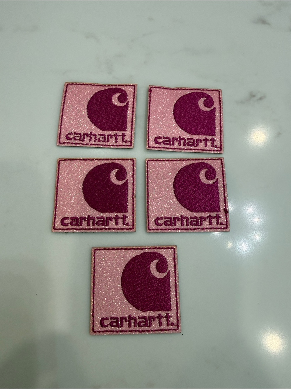 Hand Crafted Pink and Dark Magenta Glitter Iron On Logo Patches
